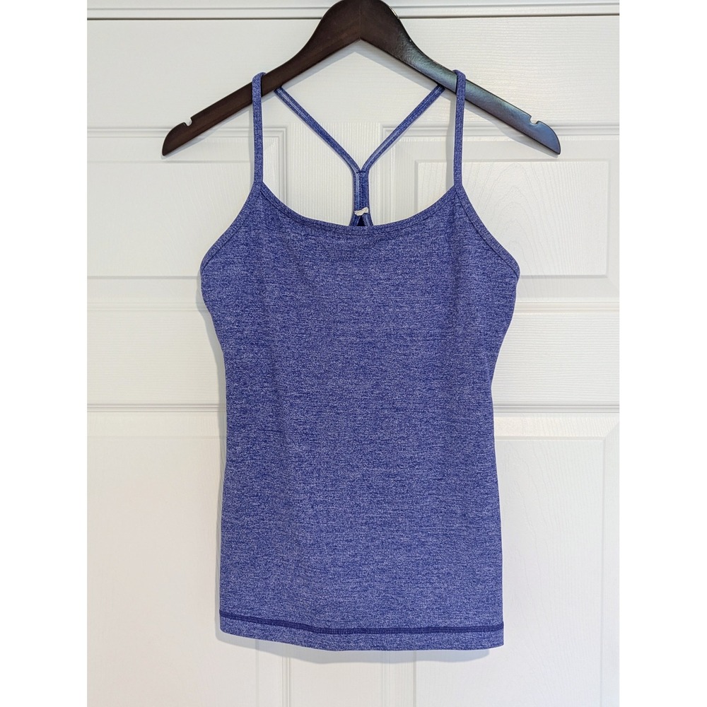 Lululemon Power Y Tank Top Heathered Blue Size 8 Activewear Workout Yoga